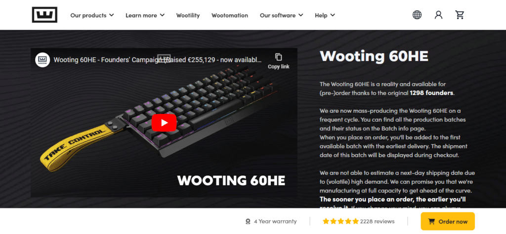 Wooting 60HE (Best Gaming Keyboard)