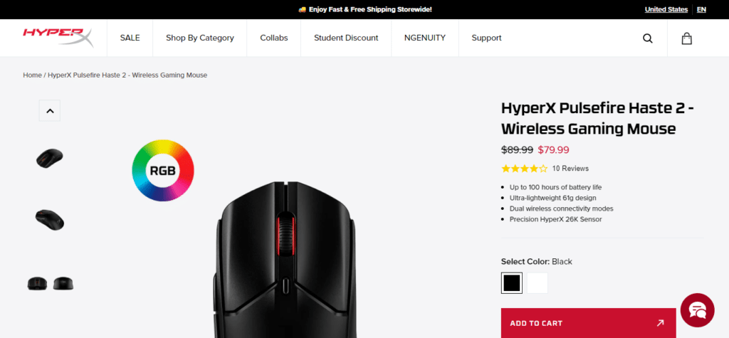 HyperX Pulsefire Haste 2 Wireless