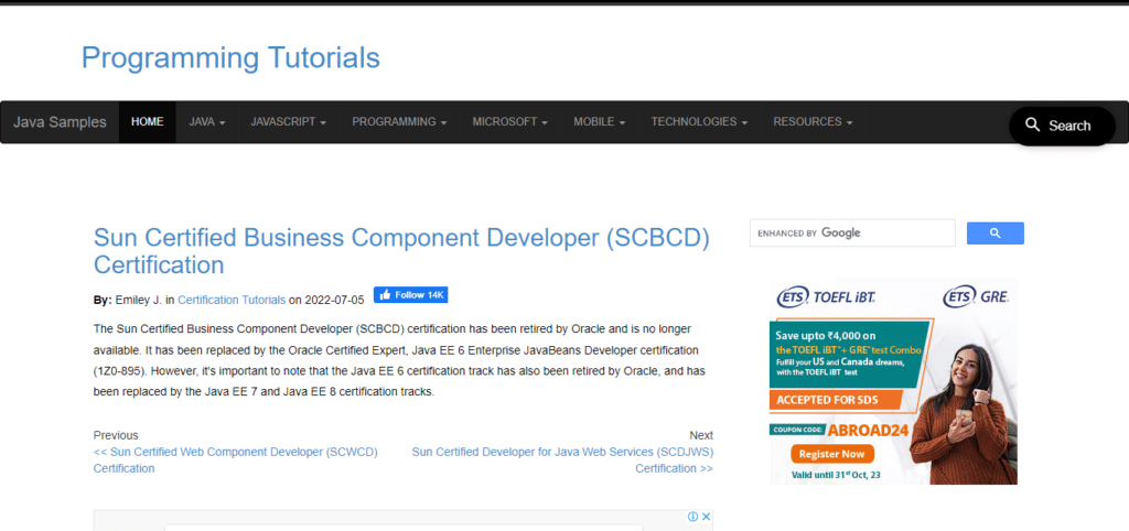 Sun Certified Business Component Developer (SCBCD)