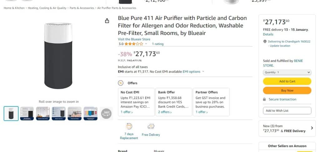 Blueair Blue Pure 411 Air Purifier