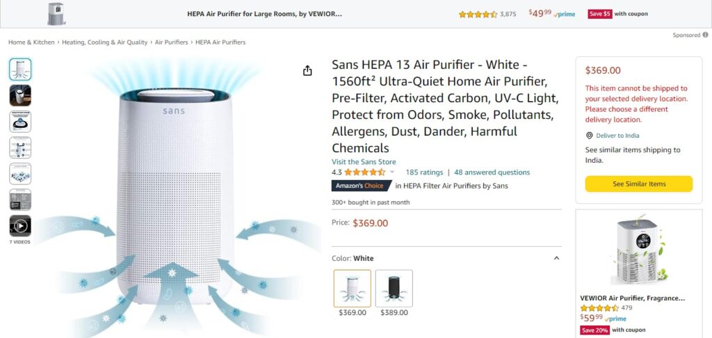 Sans HEPA 13 Air Purifier