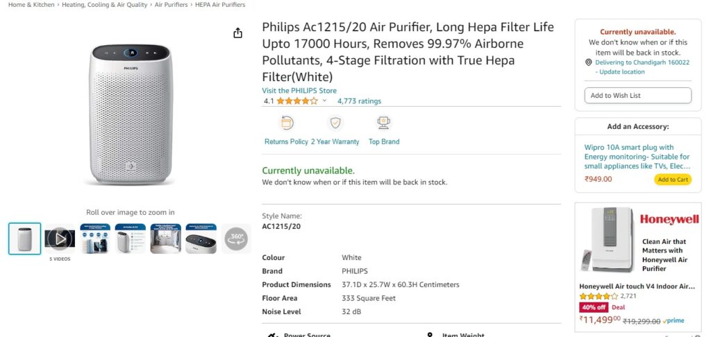 Philips Ac1215/20 Air Purifier