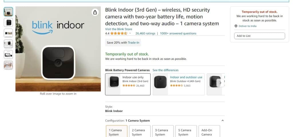 Blink Indoor Wireless HD Security Camera