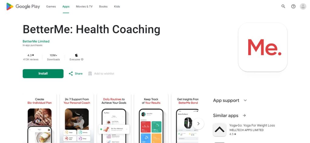 1. BetterMe: Health Coaching (Best Gym App For Android)