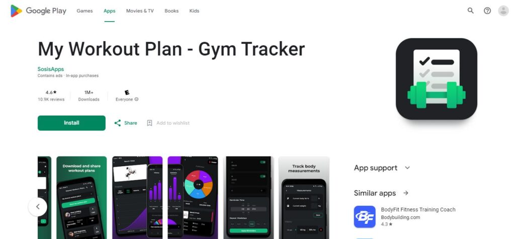 4. My Workout Plan - Gym Tracker (Best Gym App For Android)