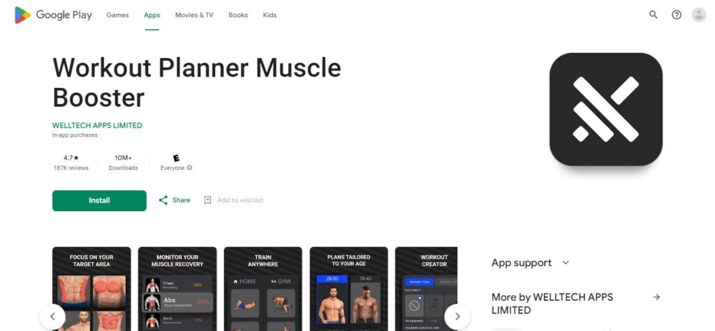 6. Workout Planner Muscle Booster