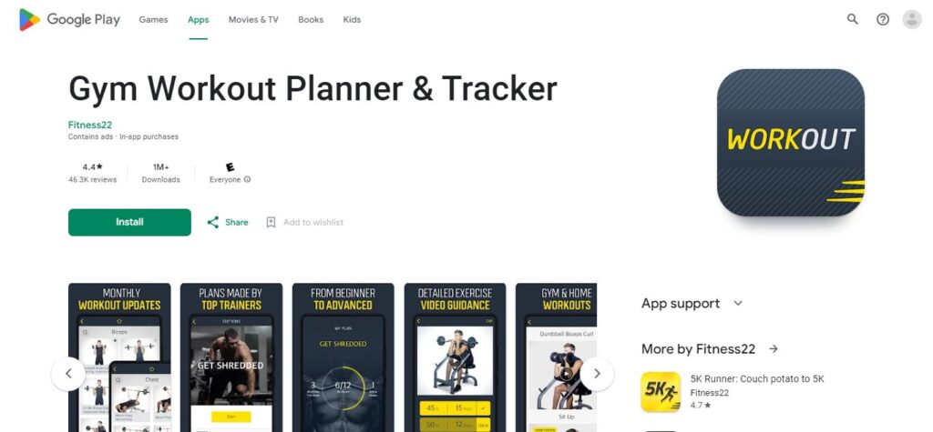 8. Gym Workout Planner & Tracker (Best Gym App For Android)