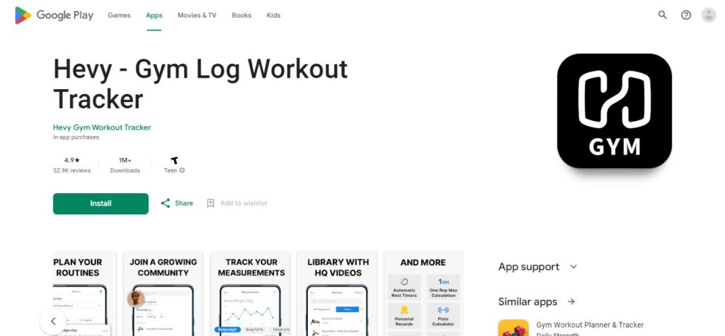 10. Hevy - Gym Log Workout Tracker