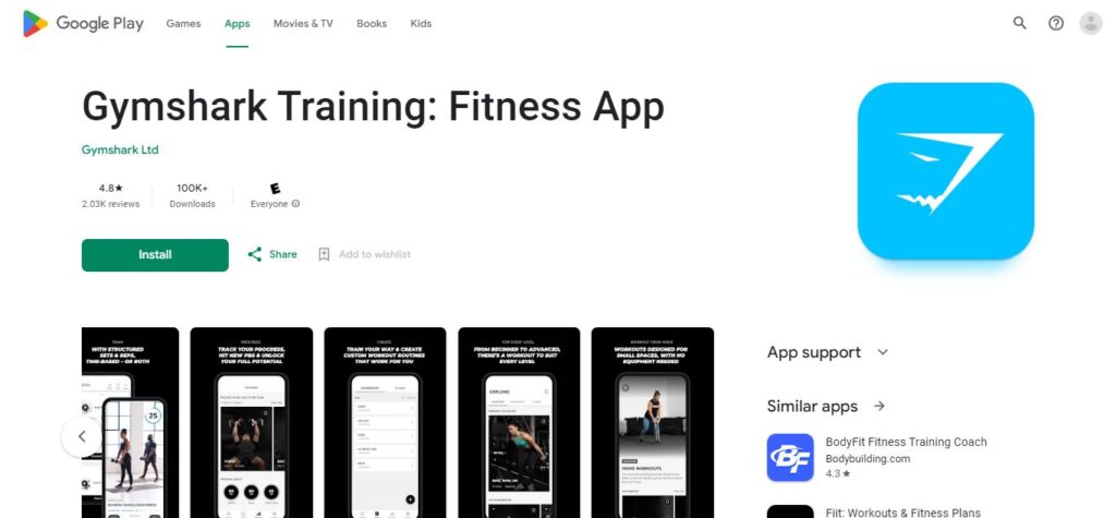 22. Gymshark Training: Fitness App