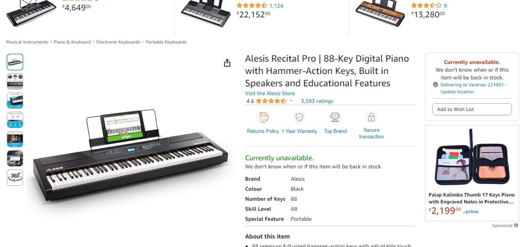 Alesis Recital Pro - 88 Key Digital Piano Keyboard