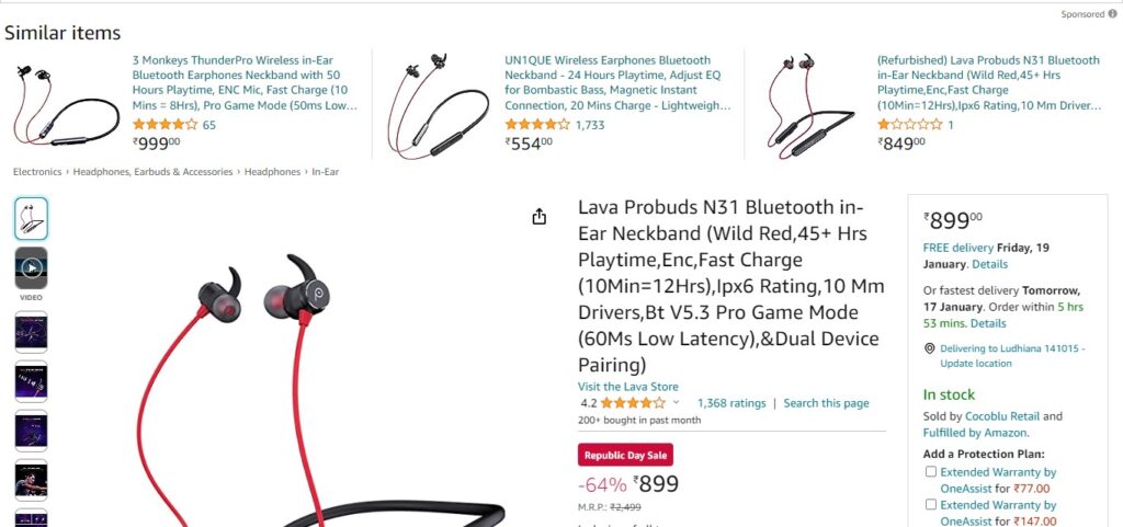 Lava Probuds N31 Bt in-Ear Neckband