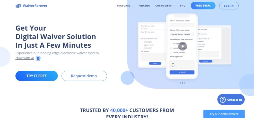 1. WaiverForever (Best Online Waiver Software for Small Businesses)