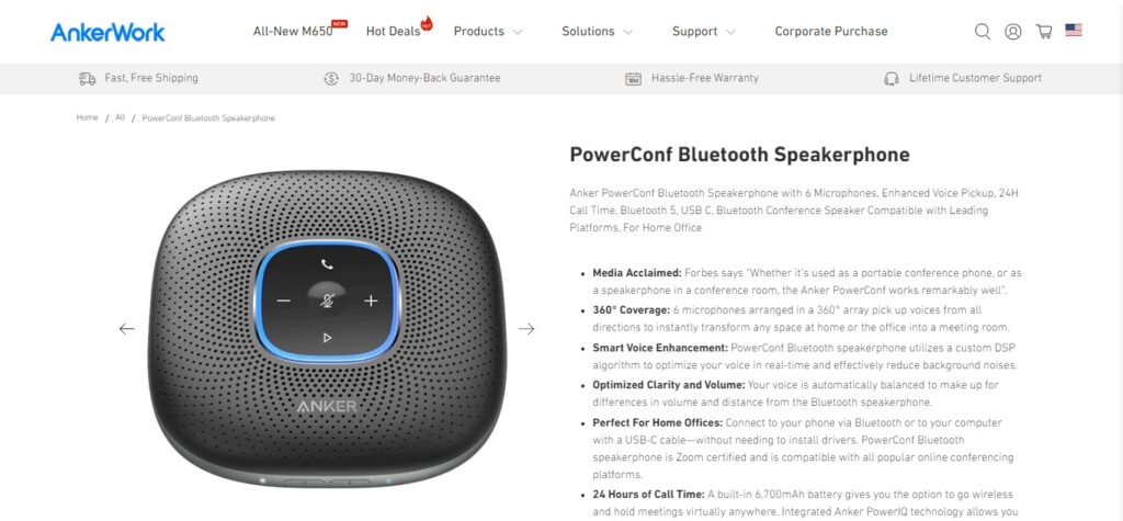 4. Anker PowerConf Bluetooth Speakerphone