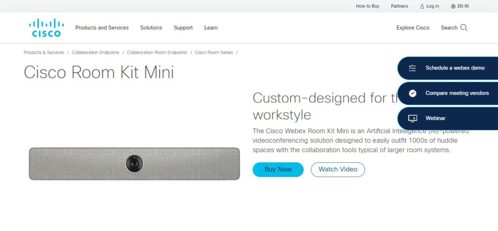 10. Cisco Webex Room Kit Mini (Best Video Conferencing Equipment for Small Businesses)
