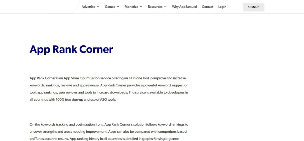 25. App Rank Corner (Best App Store Optimization Software)