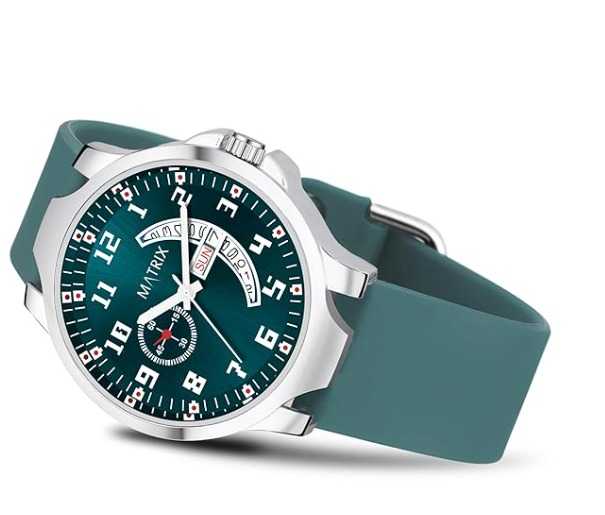 Matrix Classic 2.0 Day & Date Analog Watch with Softest Silicone Strap for Men & Boys (Teal)