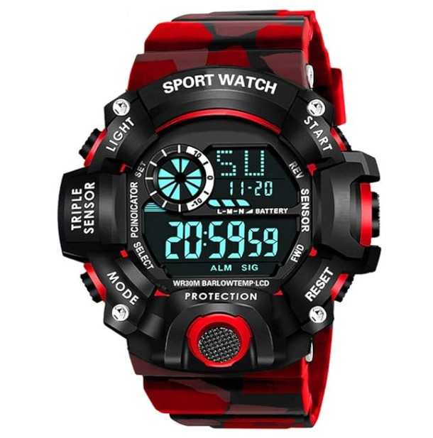 Shocknshop LED Digital Sports Multi Functional Black Dial Watch for Mens Boys -WCH46