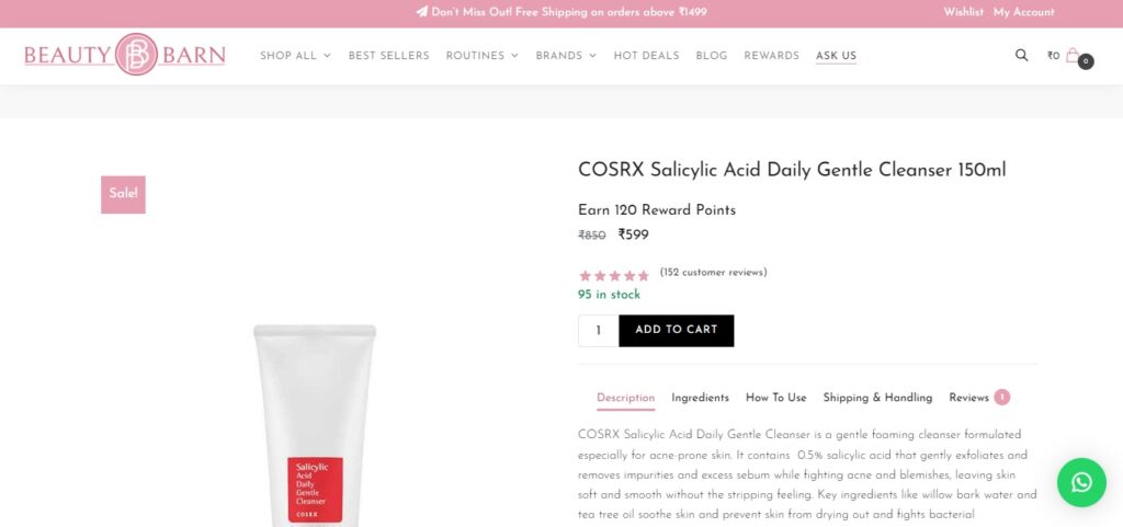 COSRX Salicylic Acid Daily Gentle Cleanser