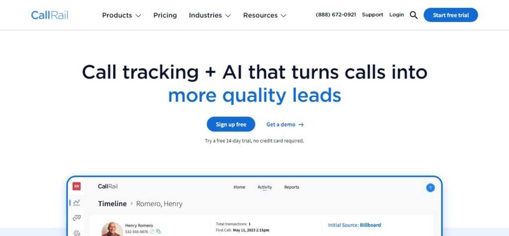 1. CallRail (Best Inbound Call Tracking Software)