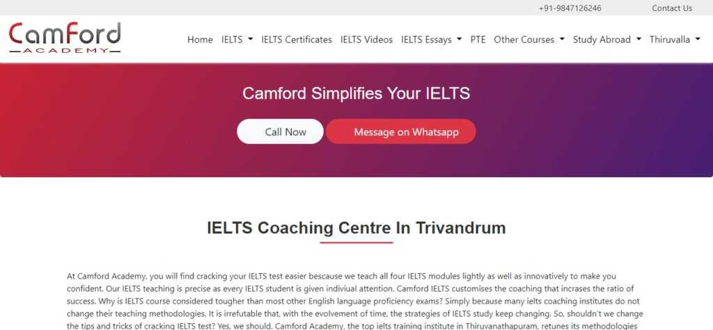 1. Camford Academy (Best Oet Coaching Centre In Trivandrum)