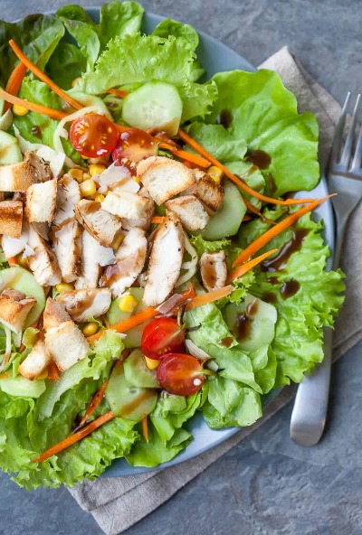 3. Grilled chicken salad with mixed greens