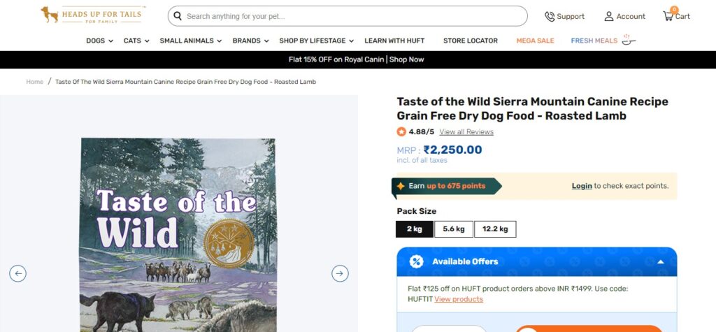 6. Taste of the Wild Sierra Mountain Grain-Free Dry Dog Food