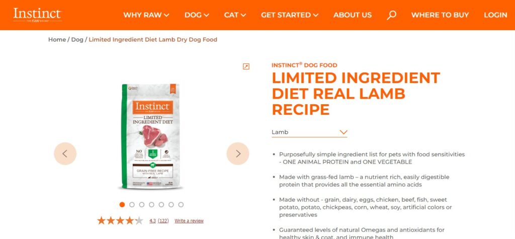 10. Instinct Limited Ingredient Diet Grain-Free Recipe with Real Lamb (Best Food For French Bulldogs With Sensitive Stomach)