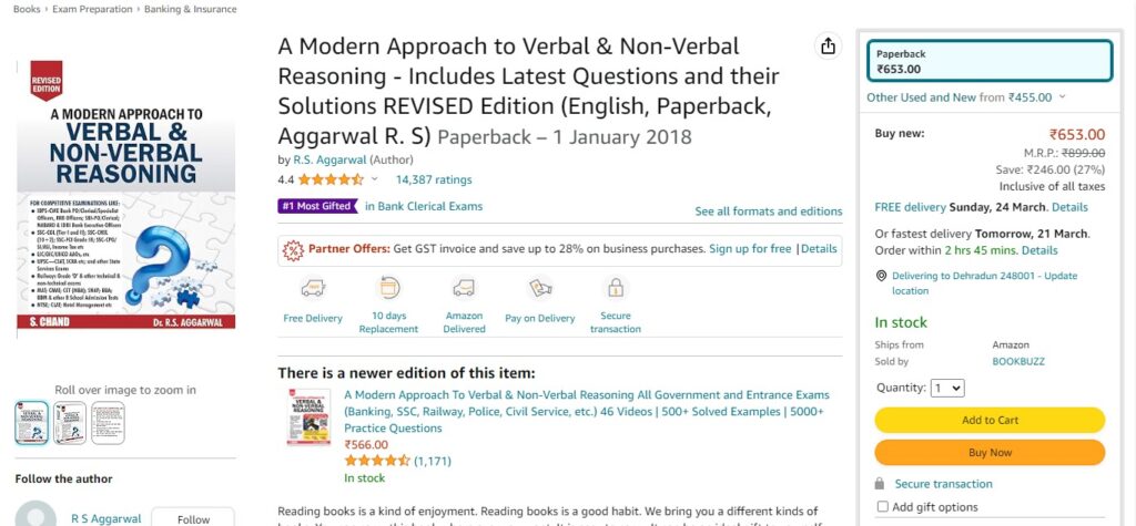 6. "A Modern Approach to Verbal & Non-Verbal Reasoning" by R.S. Aggarwal