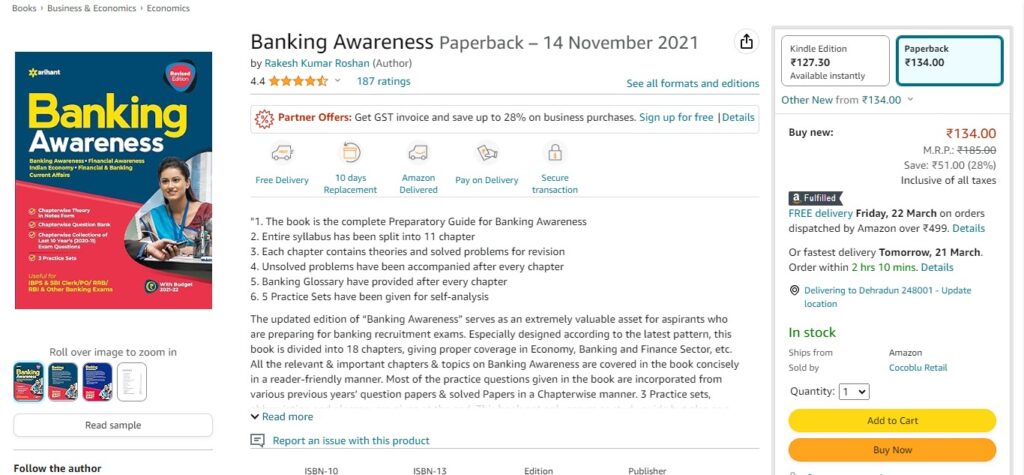 14. "Banking Awareness" by Rakesh Kumar