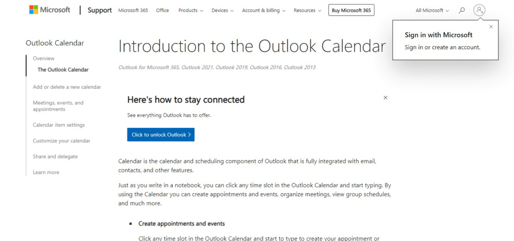 Microsoft Outlook Calendar