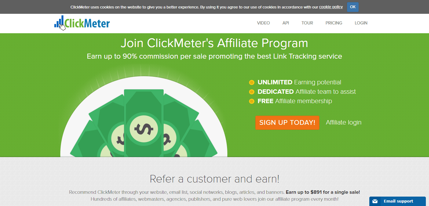 Clickmeter Affiliate Program Review : Earn up to 90% Commission Per Sale Promoting the Best Link Tracking service