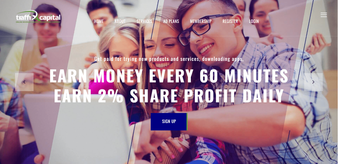 Traffix Capital Advertisement Platform Review : Earn Money Every 60 Minutes Earn % Share Profit Daily