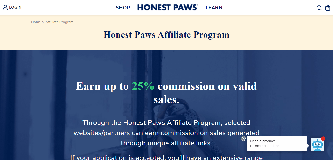 Honest Paws Affiliate Program Review : Earn up to 25% Commission on Valid Sales