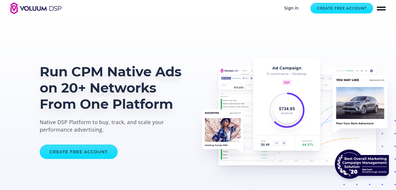 Voluum DSP Advertisement Platform Review : Run CPM Native Ads on 20+ Networks From One Platform