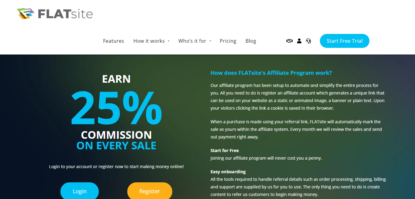 Flatsite.com Affiliate Program Review : Earn 25% Commission on Every sale