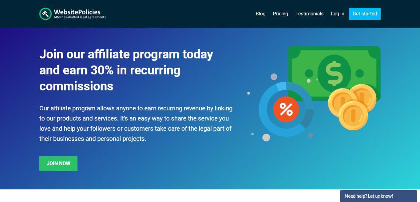 Websitepolicies.com Affiliate Program Review : Earn 30% in Recurring Commissions