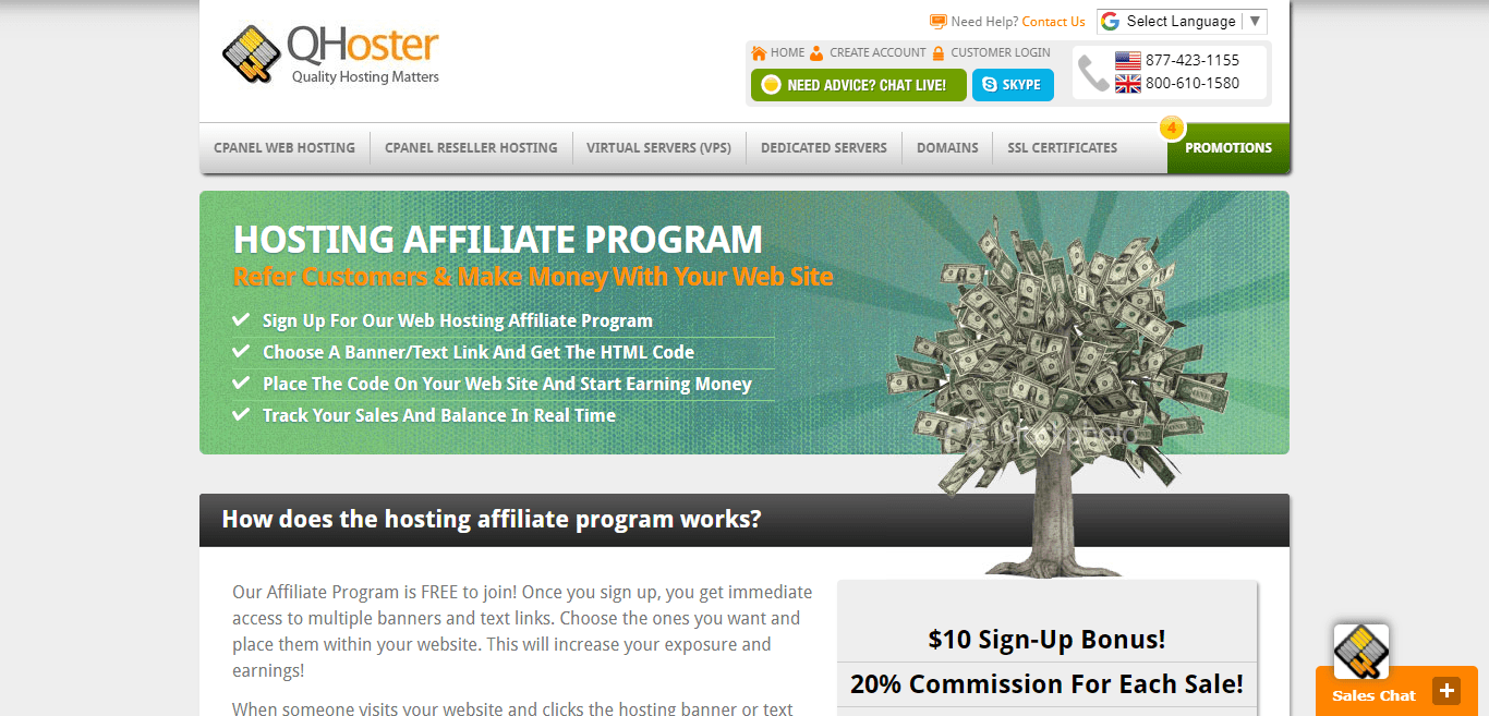 QHoster Affiliate Program Review : Refer Customers & Make Money With Your Web Site