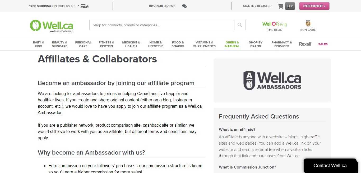 Well.ca Affiliate Program Review : Earn 5% Commission on Each Sale