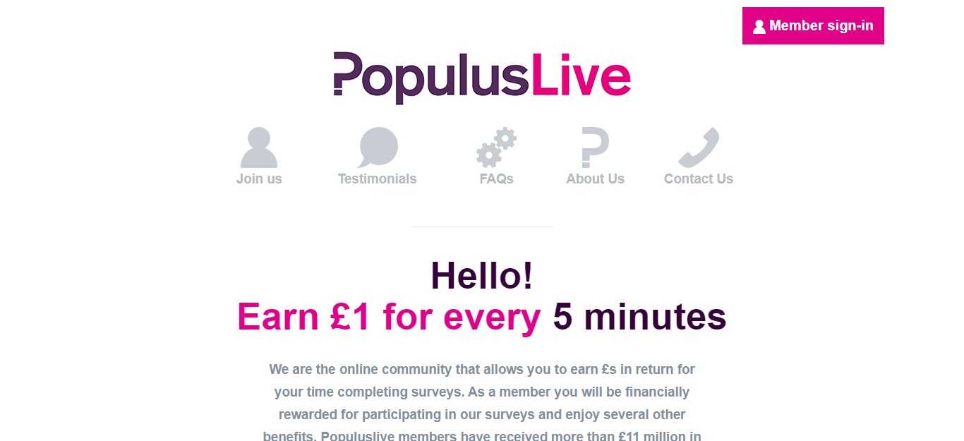 Populuslive.com Survey Review: Earn £1 for every 5 minutes