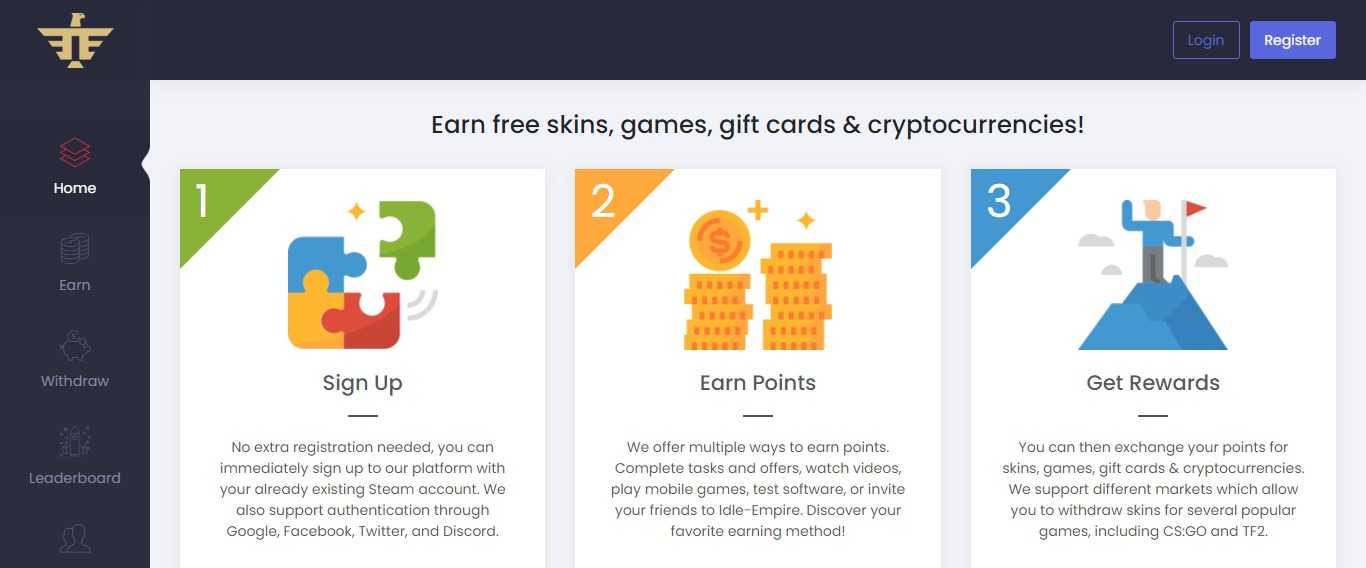 Idle-empire.com GPT Review: Offer Multiple Ways to Earn Points.