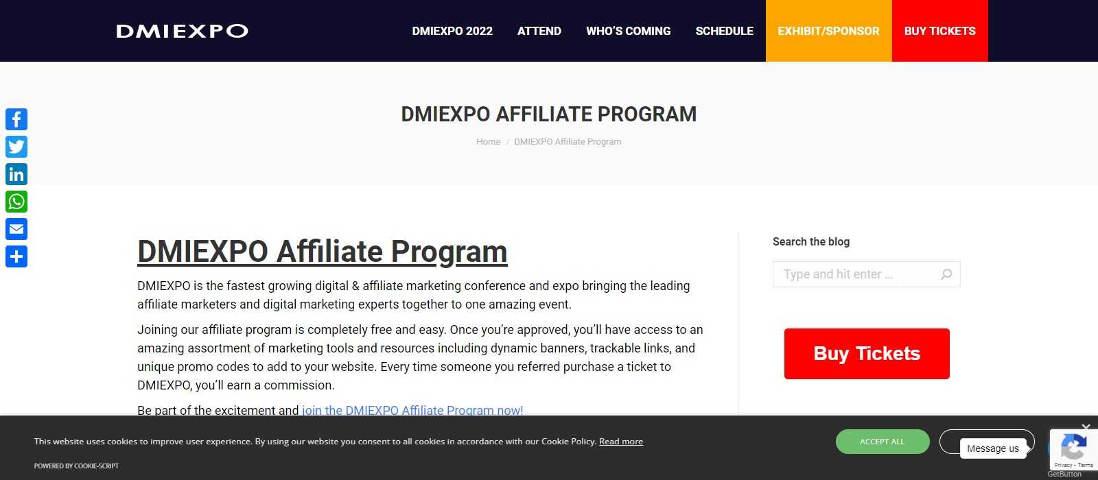Dmiexpo Affiliates Program Review: It is Quick and Easy to set up links.