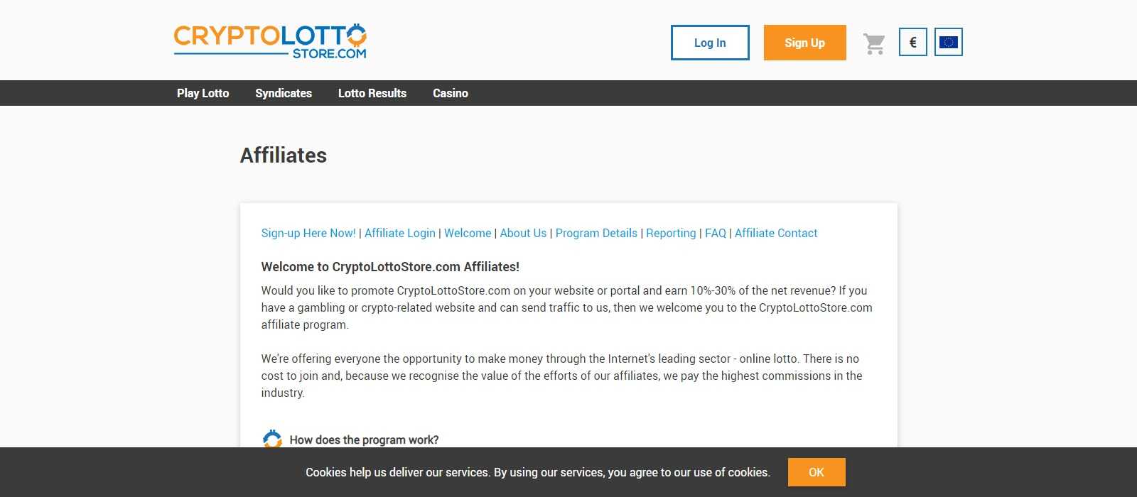 Crypto Lotto Store Affiliates Program Review: 10% - 30% Recurring Revenue Share