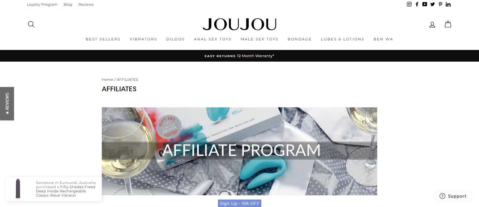 JOUJOU Affiliates Program Review: 10% Commission on Each sale