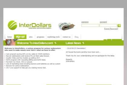 InterDollars Affiliates Program Review: 20% Recurring Revenue share