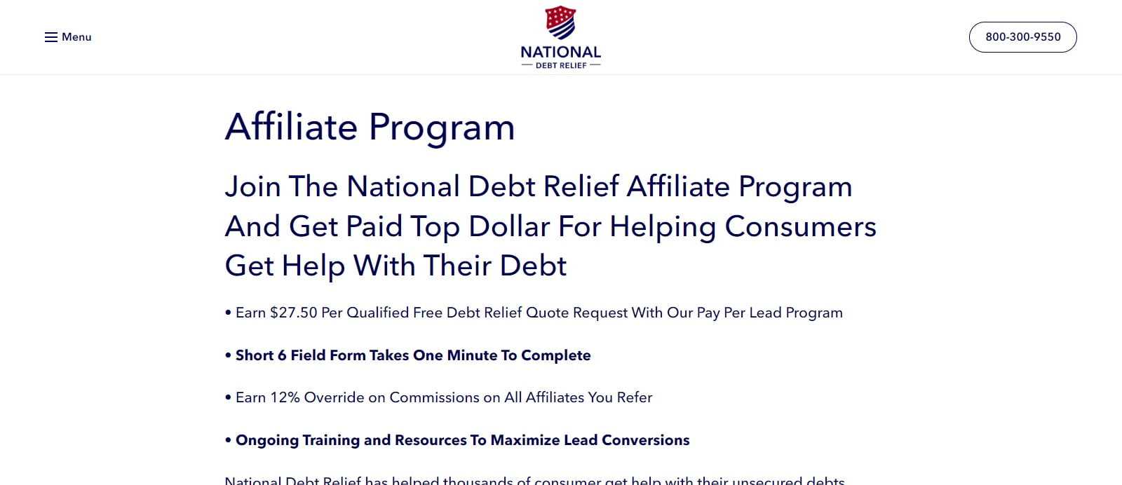 National Debt Relief Affiliates Program Review: $27.50 Per Qualified Free Debt Relief 
