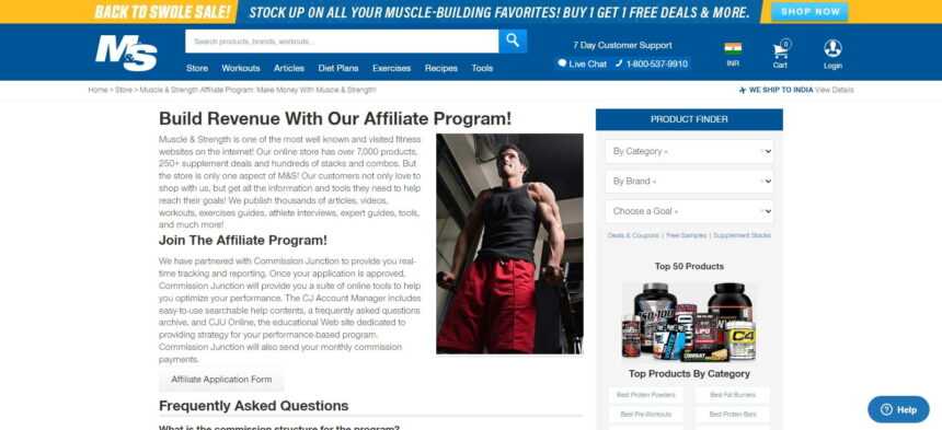 Muscle & Strength Affiliates Program Review: 10% Commission on Each Sale