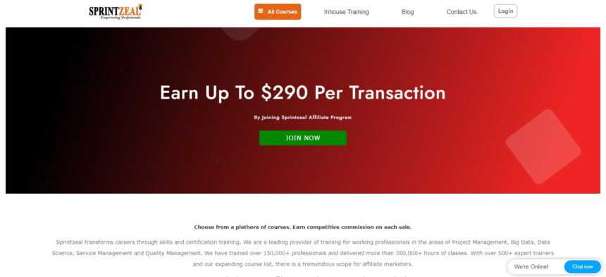 Sprintzeal Affiliates Program Review: Earn Up To $290 Per Transaction