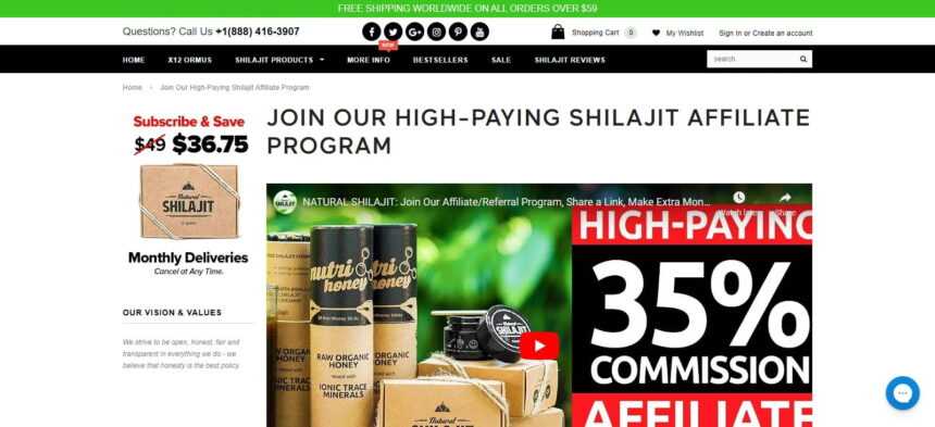 Natural Shilajit Affiliates Program Review: 35% - 40% Commission for Each Sale