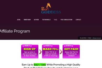 Ex Back Goddess Affiliates Program Review: 75% Commissions on All Sales