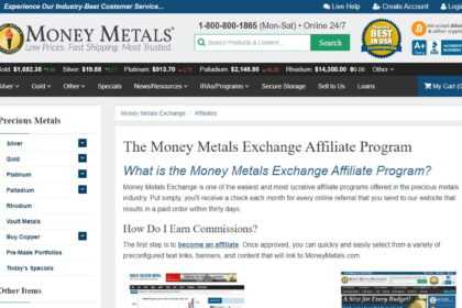 Money Metals Exchange Affiliates Program Review: $16 for Each paid Sale